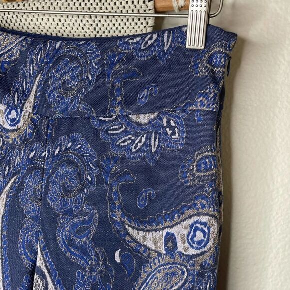 Anthropologie Maeve Blue Maria Paisley Metallic Flare Pants - Picture 5 of 10